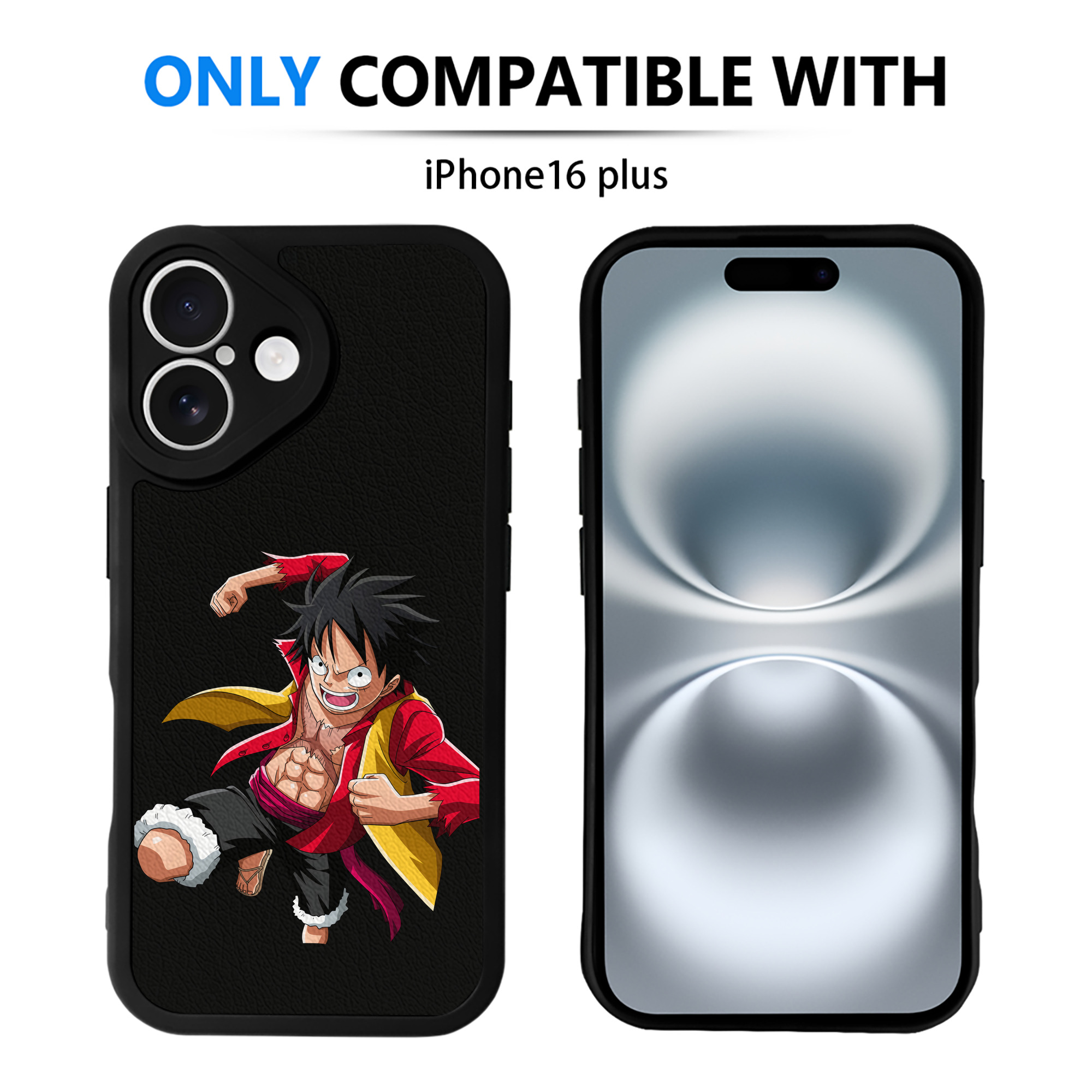 （画像用） ワンピース モンキー・D・ルフィ ONE PIECE Monkey D. Luffy 【iPhone 16シリーズ対応】シリコンスマホケース（レザー調） 材質：シリコン